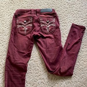 Rock Revival skinny jeans, size 26, maroon